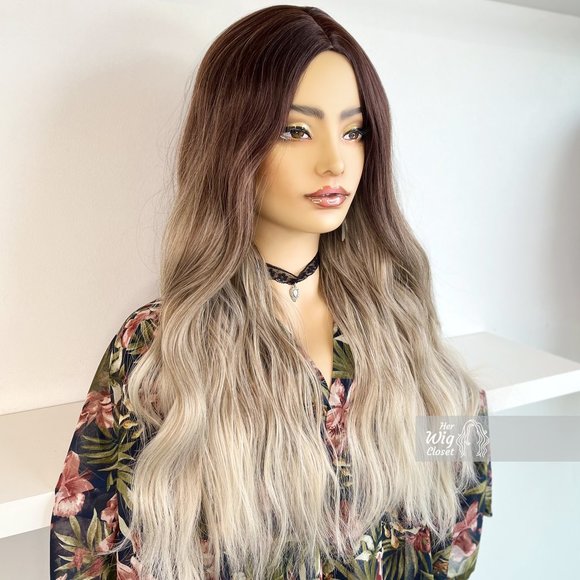 Dark root with ash blonde ombre wig | Blayage Wig | Mothers Day Gift | N… - Picture 3 of 11